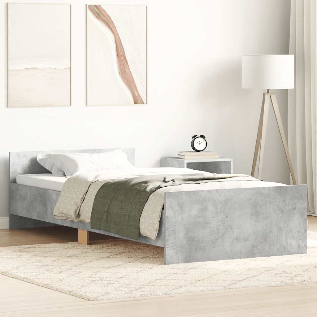 Bed Frame without Mattress Concrete Grey 90x190 cm Single
