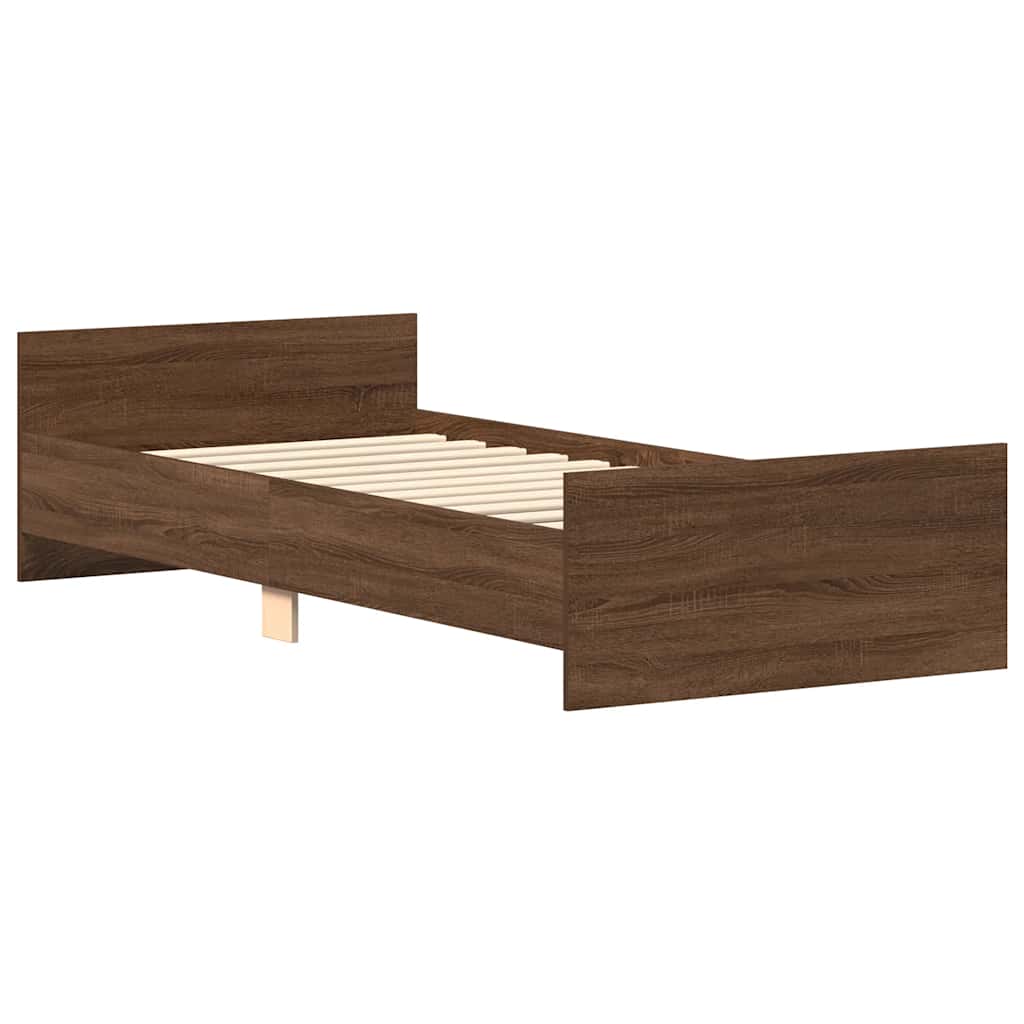 Bed Frame without Mattress Brown Oak 90x190 cm Single Engineered Wood