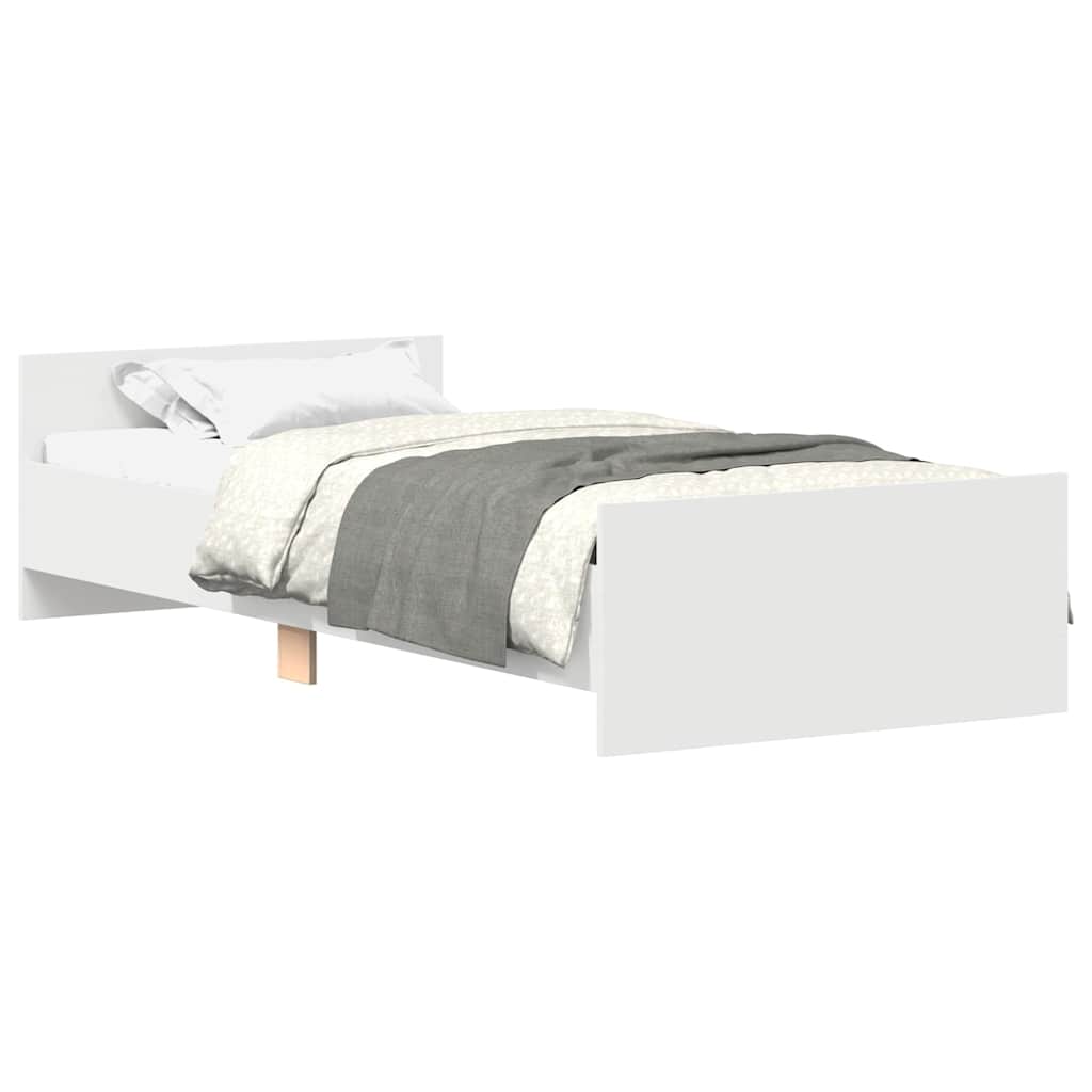 Bed Frame without Mattress White 75x190 cm Small Single  Engineered Wood