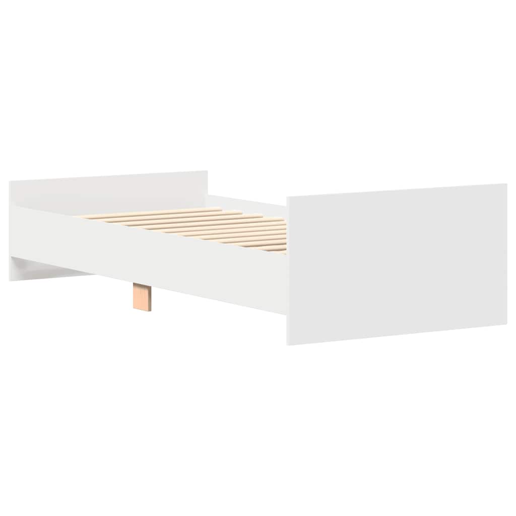 Bed Frame without Mattress White 75x190 cm Small Single  Engineered Wood