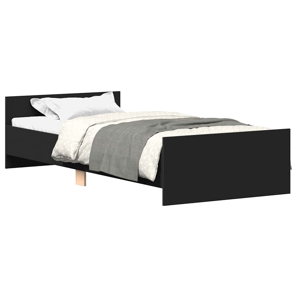 Bed Frame without Mattress Black 75x190 cm Small Single  Engineered Wood