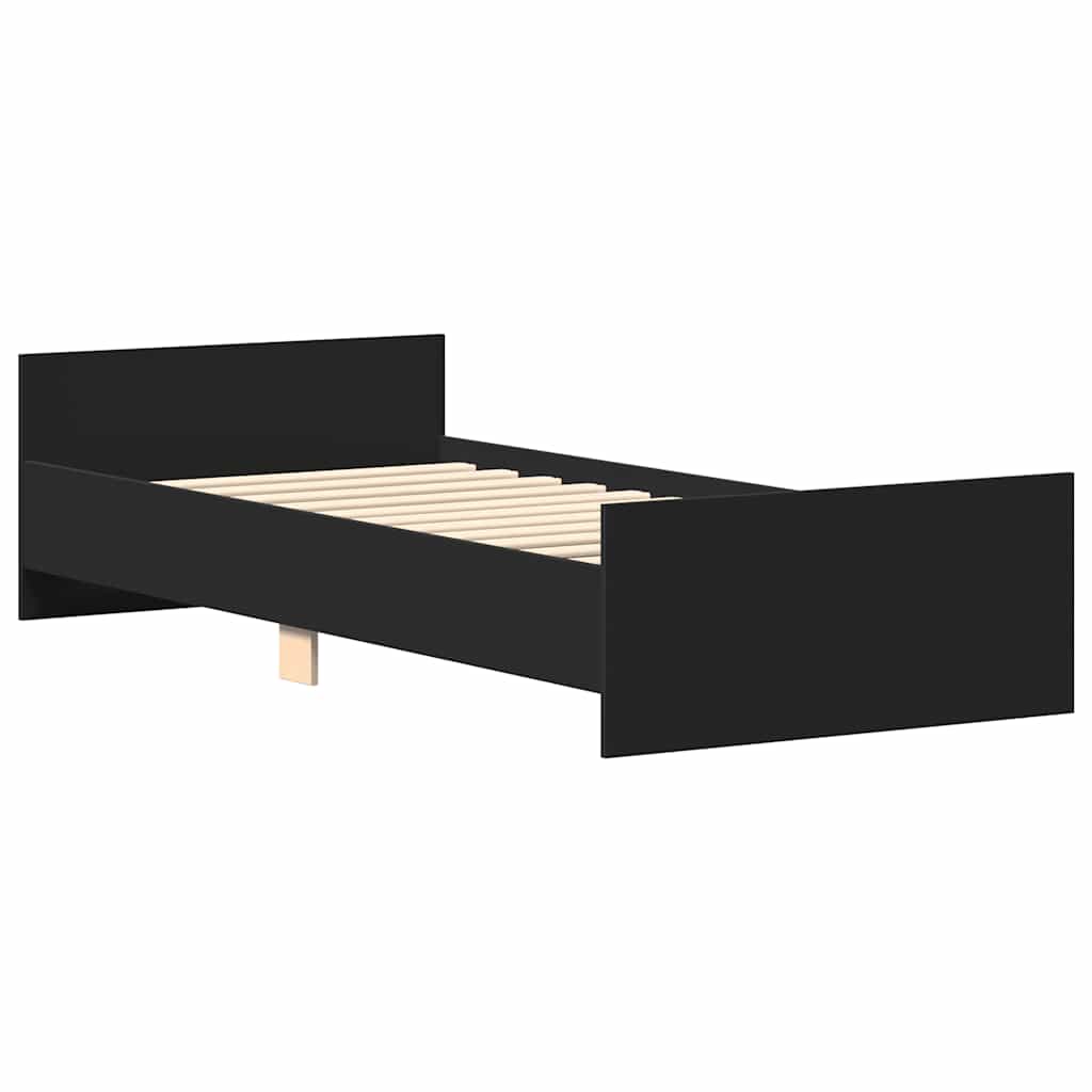 Bed Frame without Mattress Black 75x190 cm Small Single  Engineered Wood