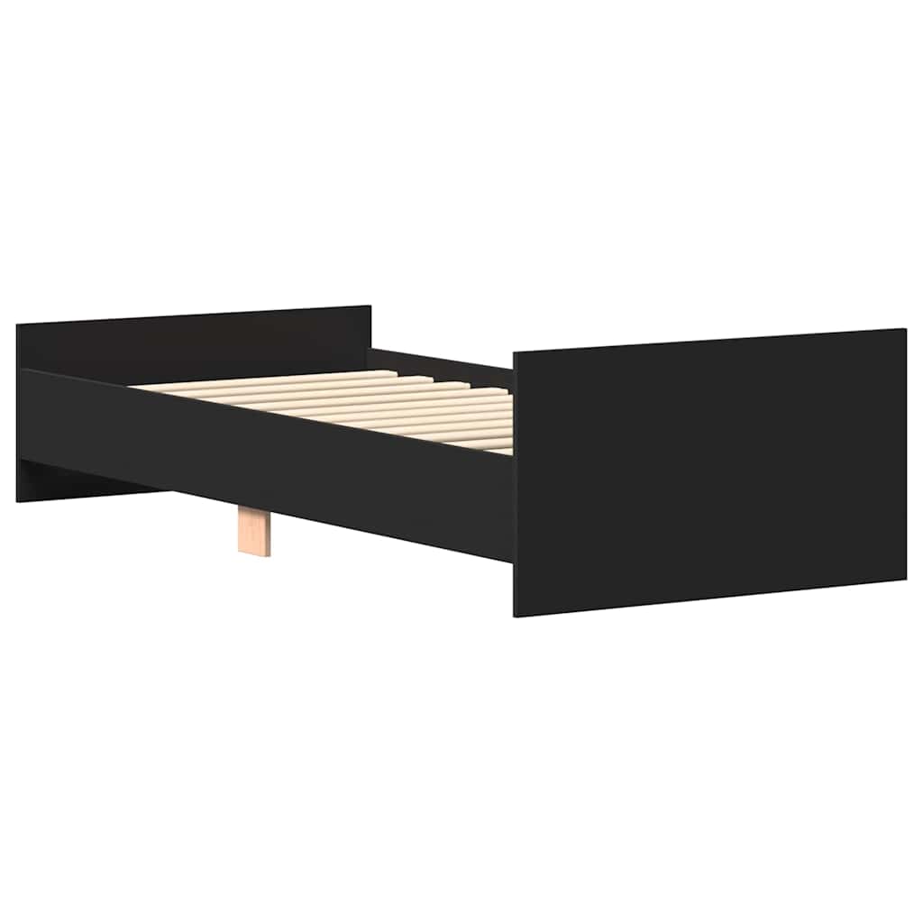 Bed Frame without Mattress Black 75x190 cm Small Single  Engineered Wood