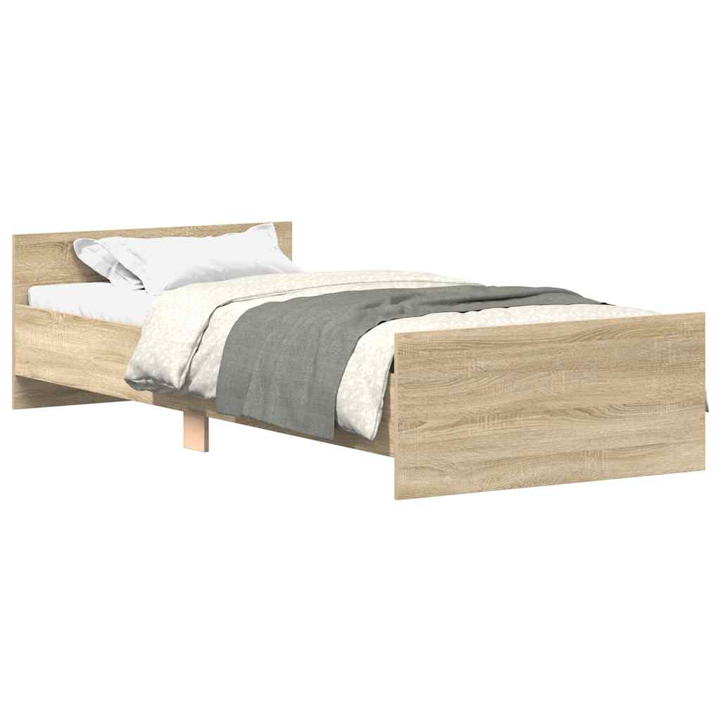 Bed Frame without Mattress Sonoma Oak 75x190 cm Small Single  Engineered Wood