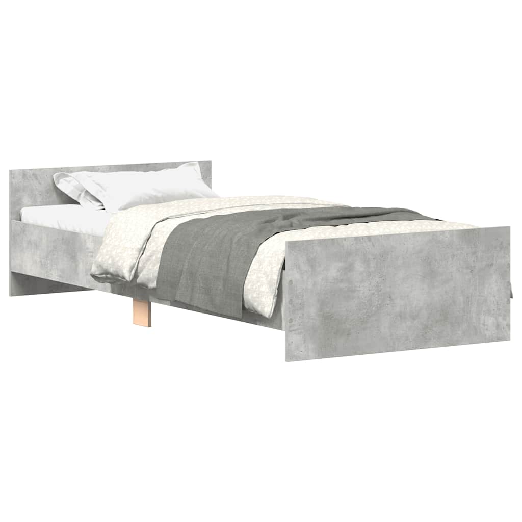 Bed Frame without Mattress Concrete Grey 75x190 cm Small Single