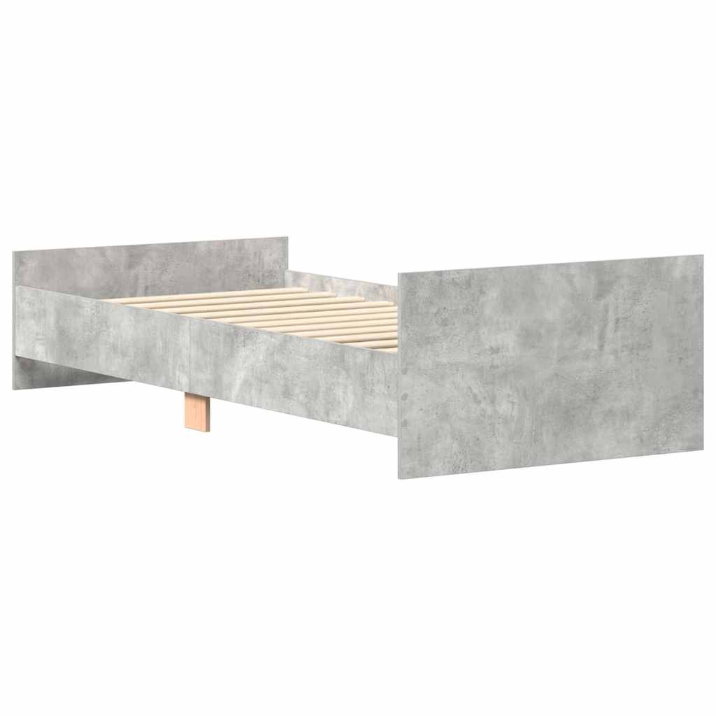 Bed Frame without Mattress Concrete Grey 75x190 cm Small Single