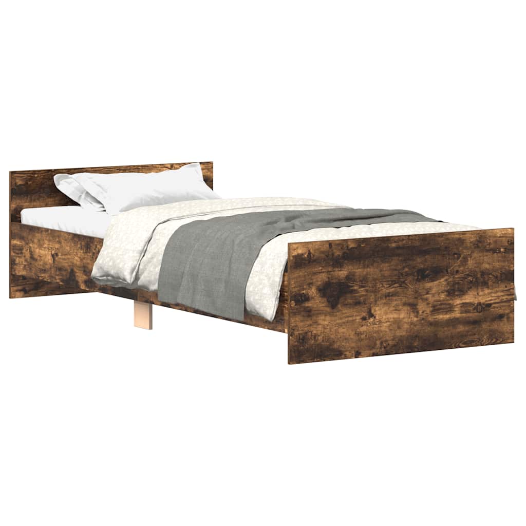 Bed Frame without Mattress Smoked Oak 75x190 cm Small Single  Engineered Wood