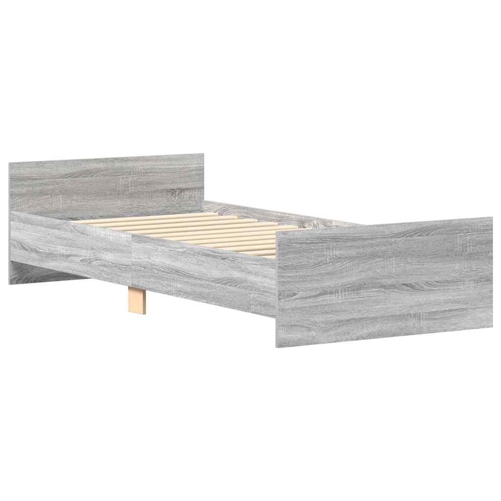Bed Frame without Mattress Grey Sonoma 75x190 cm Small Single  Engineered Wood