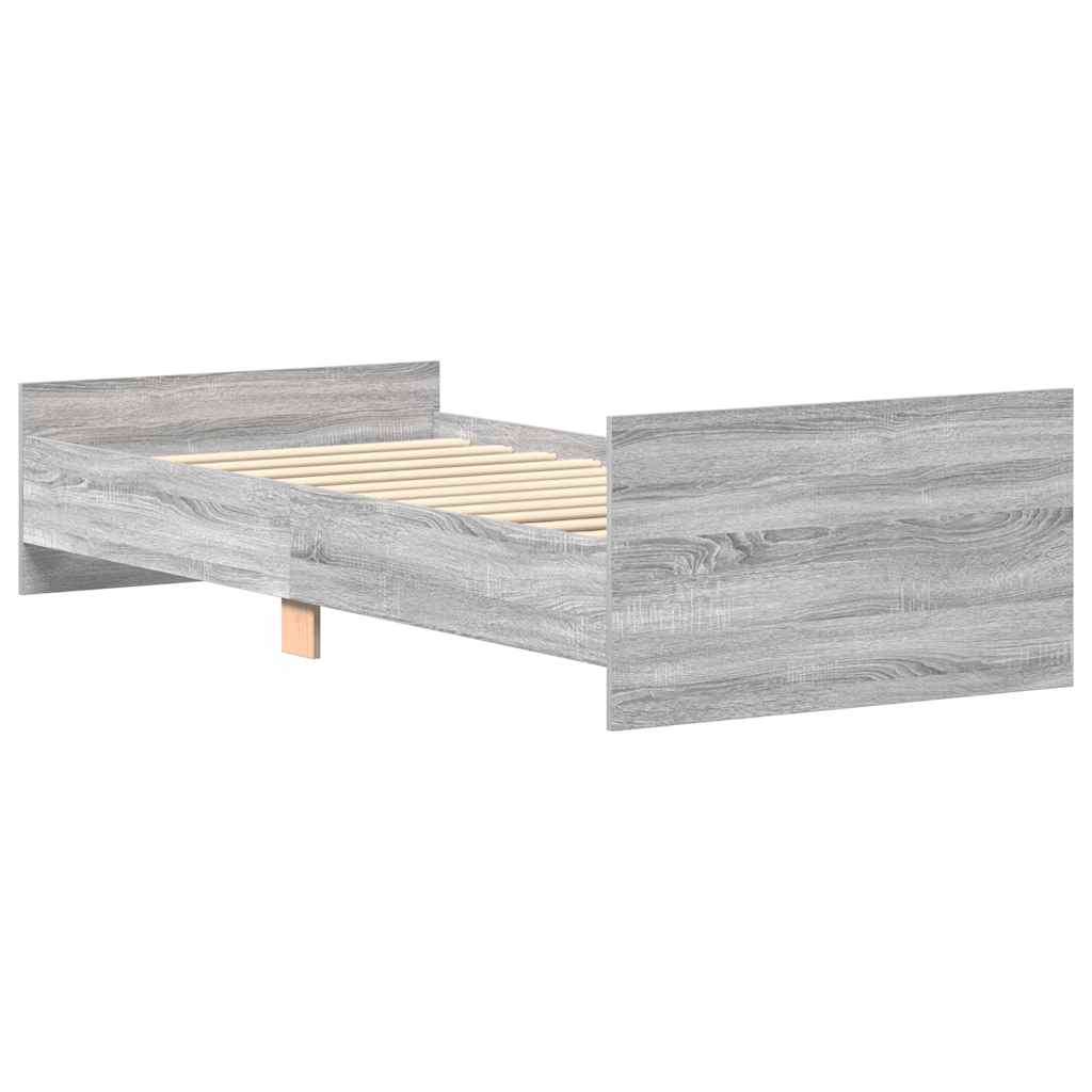 Bed Frame without Mattress Grey Sonoma 75x190 cm Small Single  Engineered Wood