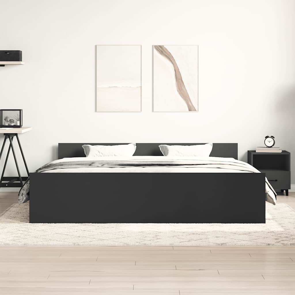 Bed Frame without Mattress Black 200x200 cm