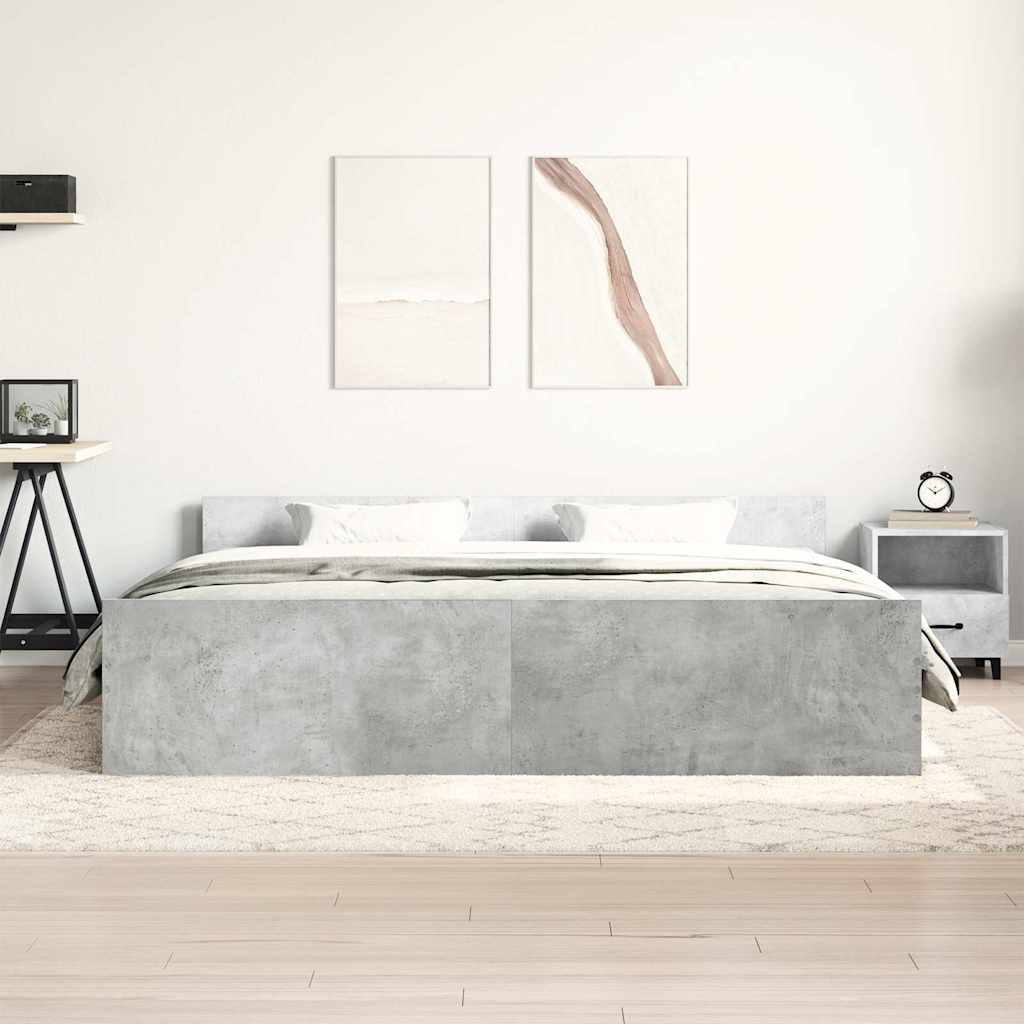 Bed Frame without Mattress Concrete Grey 200x200 cm