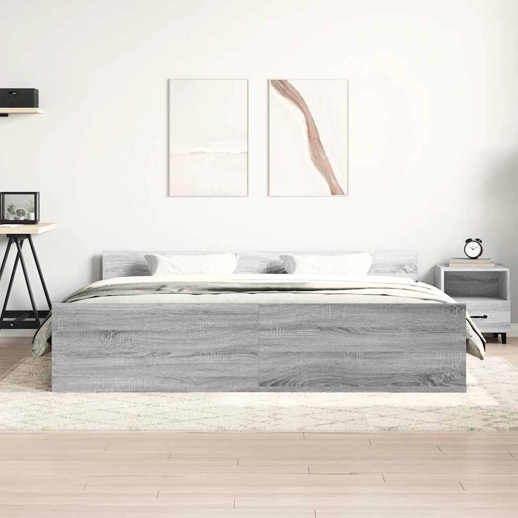 Bed Frame without Mattress Grey Sonoma 200x200 cm