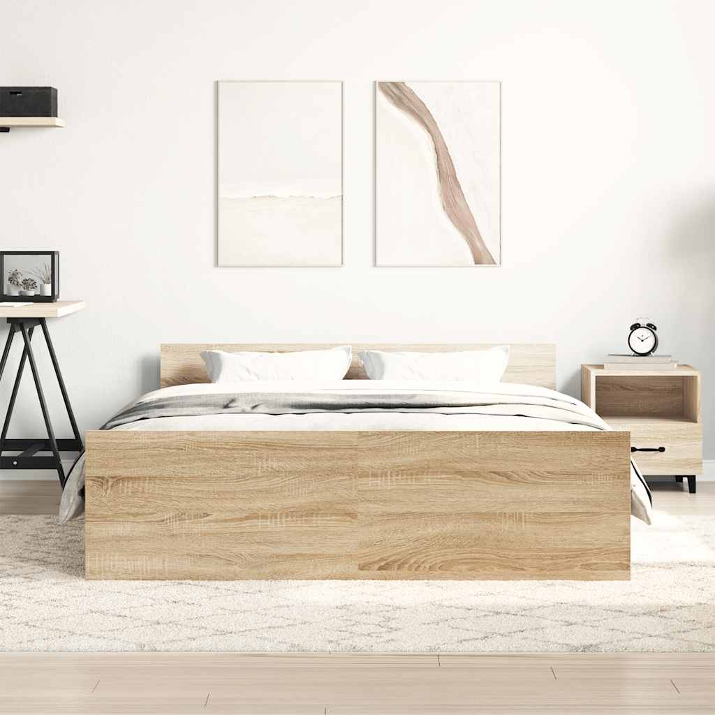 Bed Frame without Mattress Sonoma Oak 140x200 cm