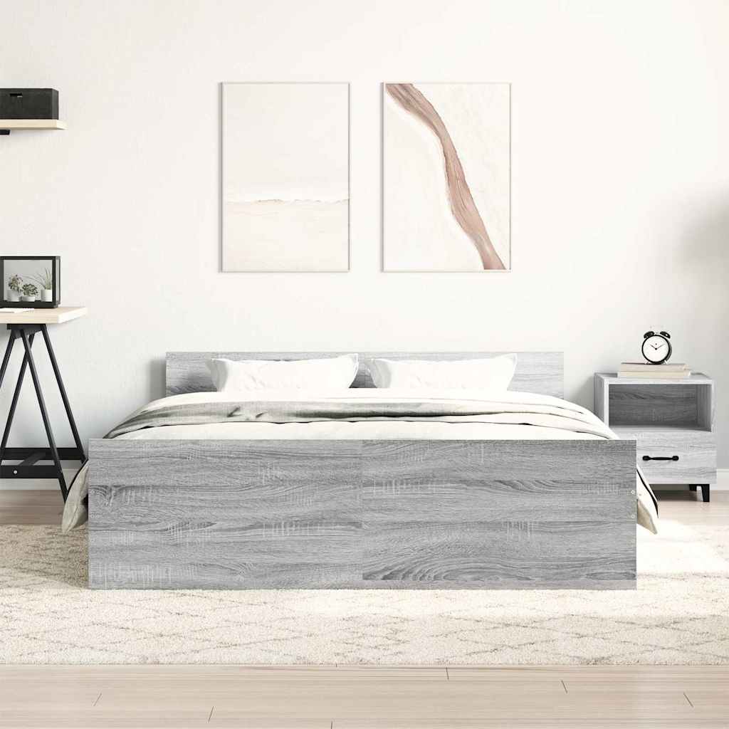 Bed Frame without Mattress Grey Sonoma 140x200 cm