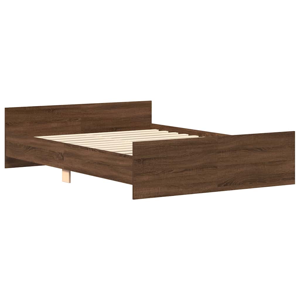Bed Frame without Mattress Brown Oak 140x200 cm