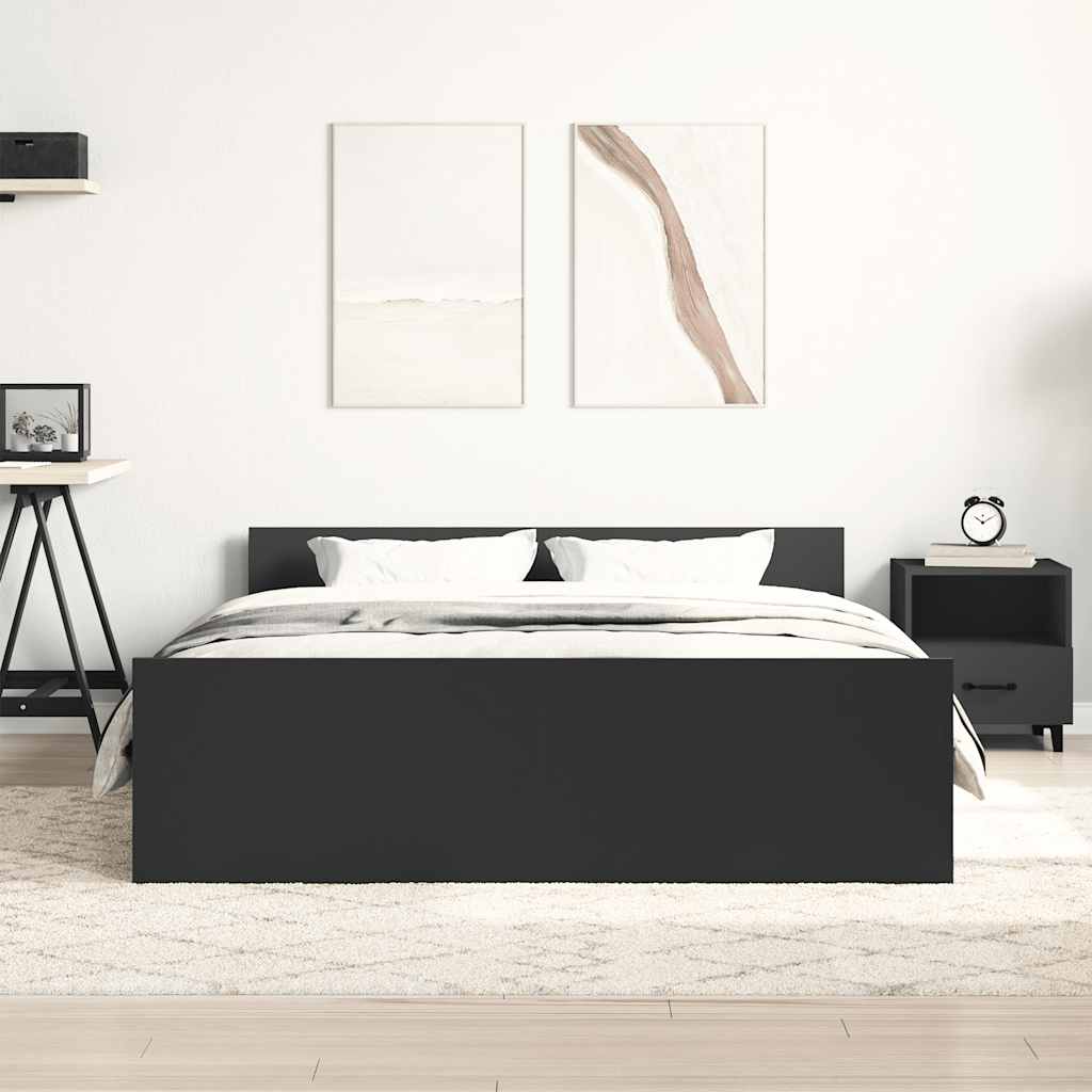 Bed Frame without Mattress Black 150x200 cm King Size