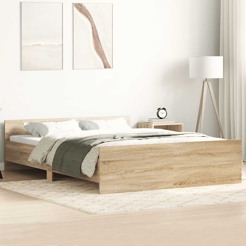 Bed Frame without Mattress Sonoma Oak 150x200 cm King Size