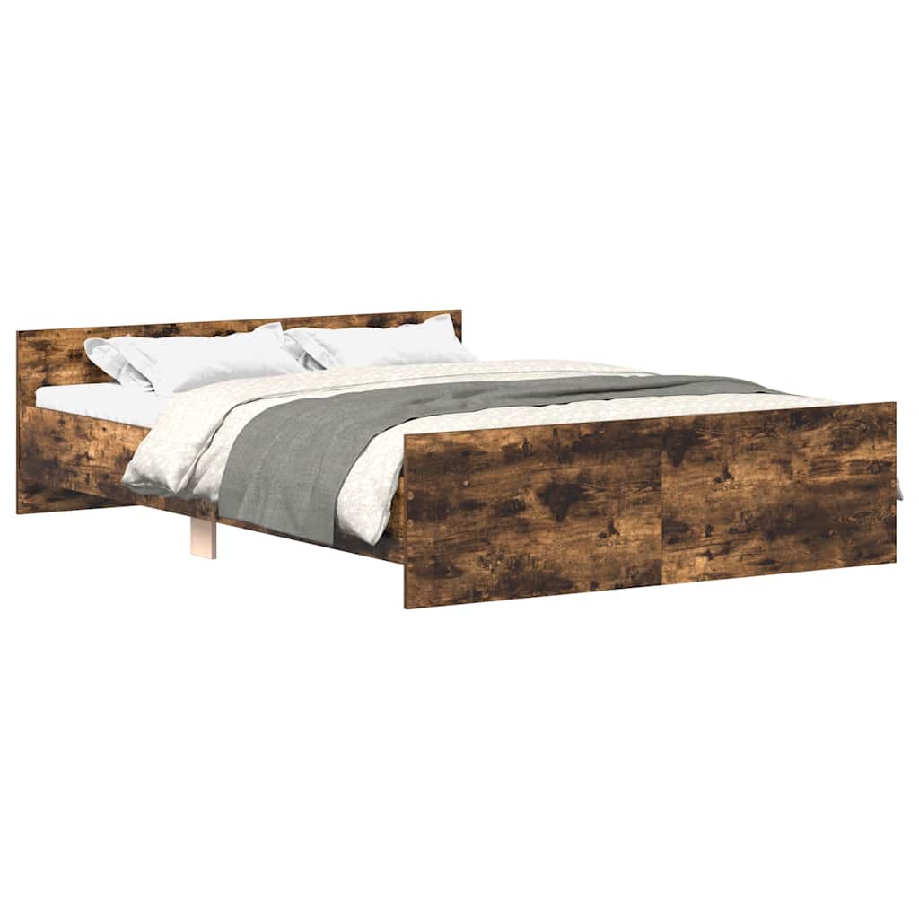 Bed Frame without Mattress Smoked Oak 150x200 cm King Size
