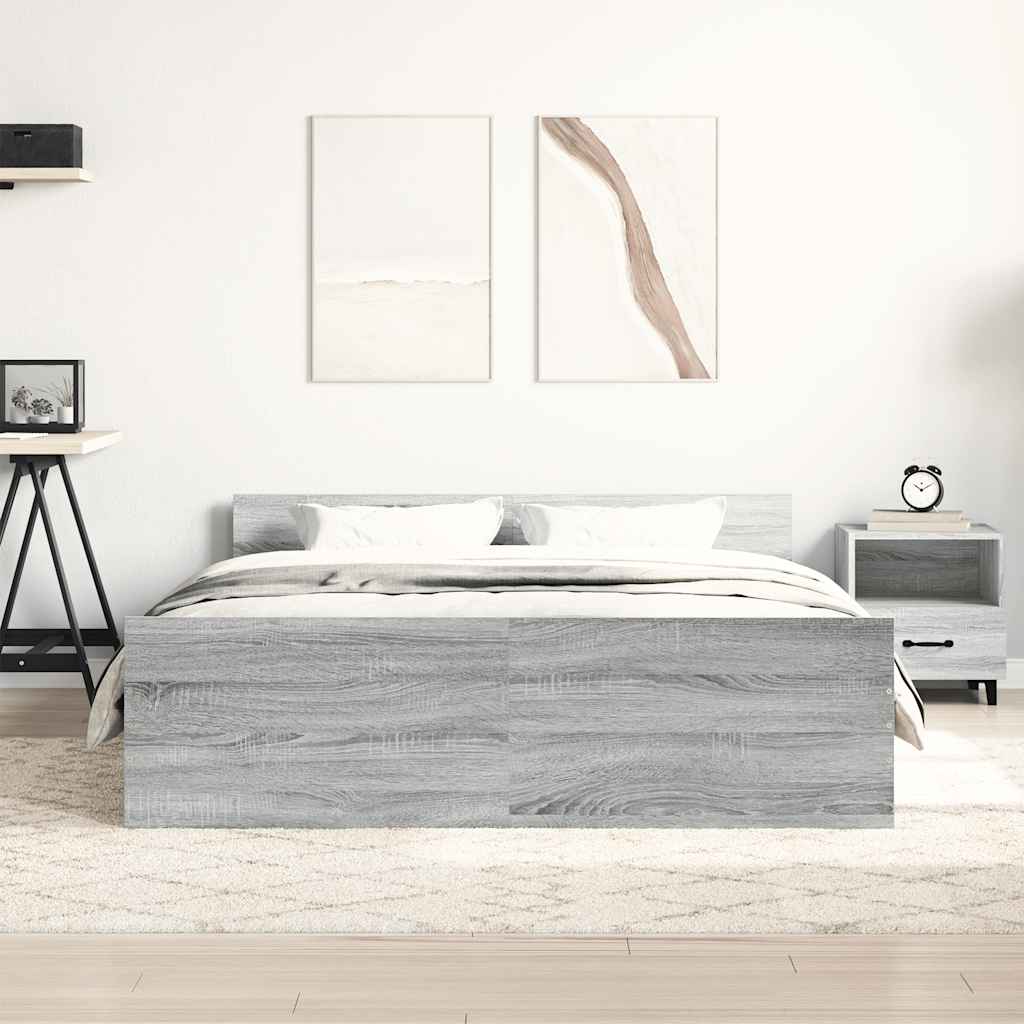 Bed Frame without Mattress Grey Sonoma 150x200 cm King Size