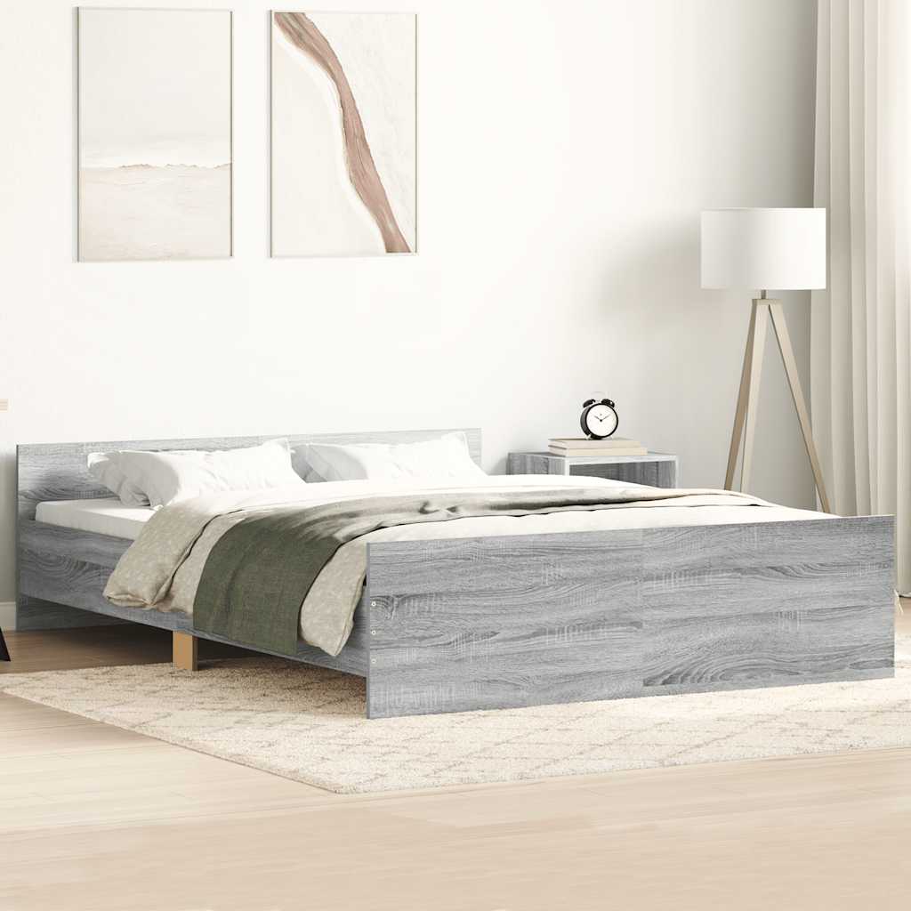 Bed Frame without Mattress Grey Sonoma 150x200 cm King Size