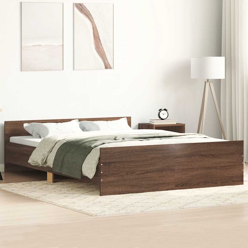 Bed Frame without Mattress Brown Oak 150x200 cm King Size