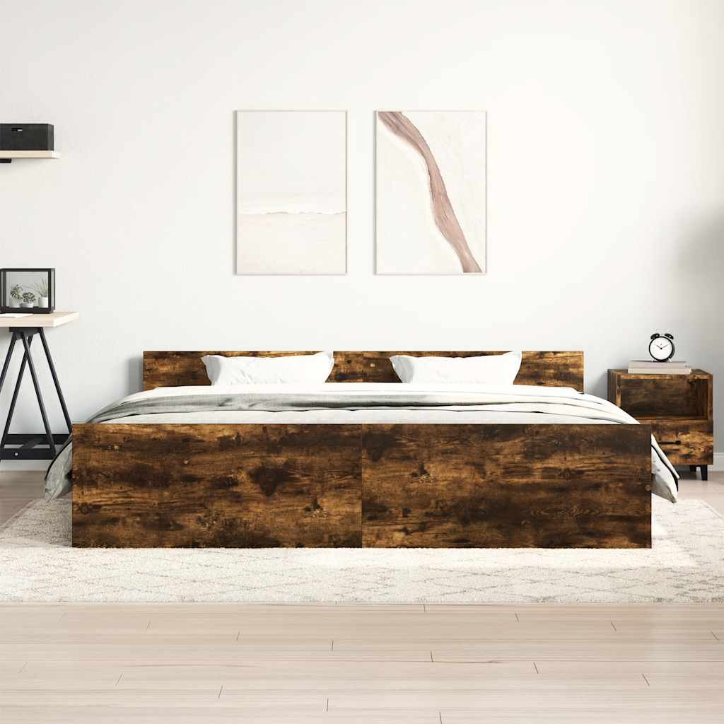 Bed Frame without Mattress Smoked Oak 160x200 cm