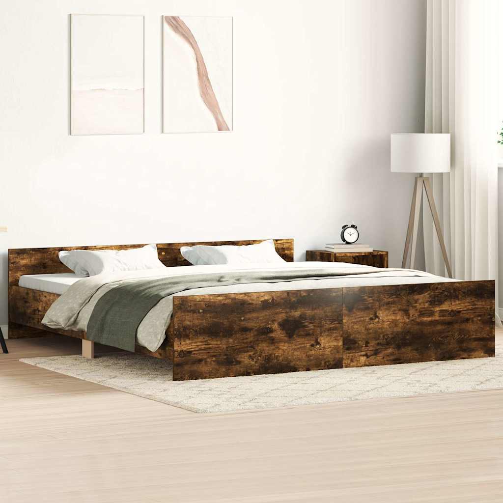 Bed Frame without Mattress Smoked Oak 160x200 cm