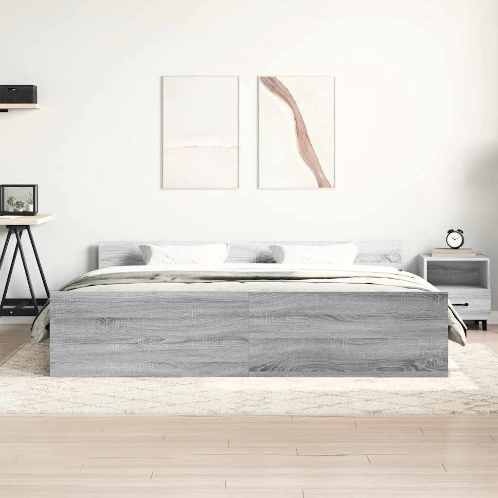 Bed Frame without Mattress Grey Sonoma 160x200 cm