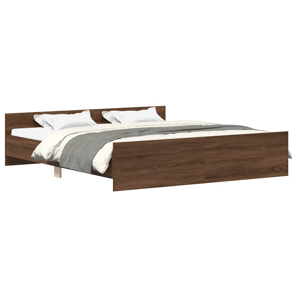 Bed Frame without Mattress Brown Oak 160x200 cm