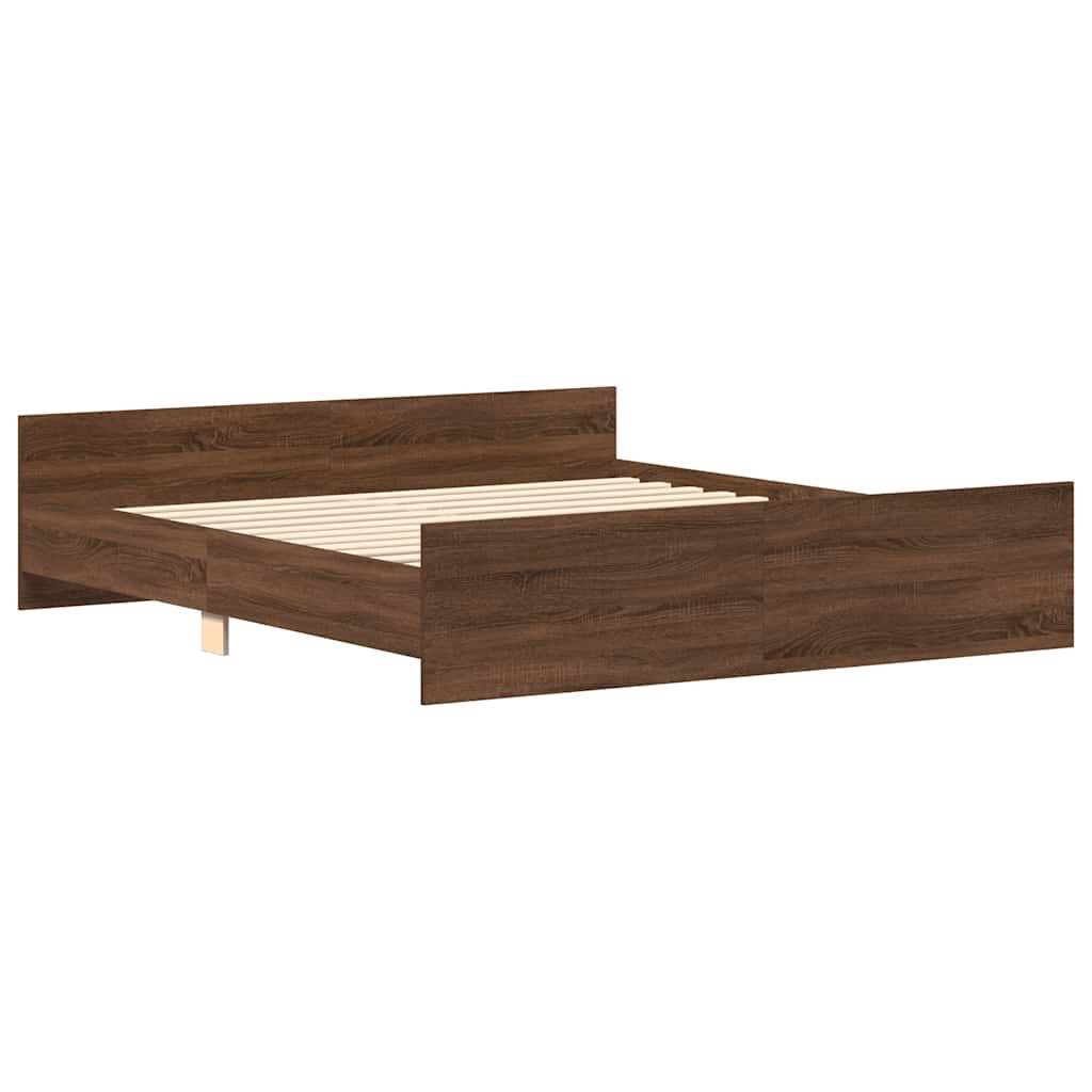 Bed Frame without Mattress Brown Oak 160x200 cm