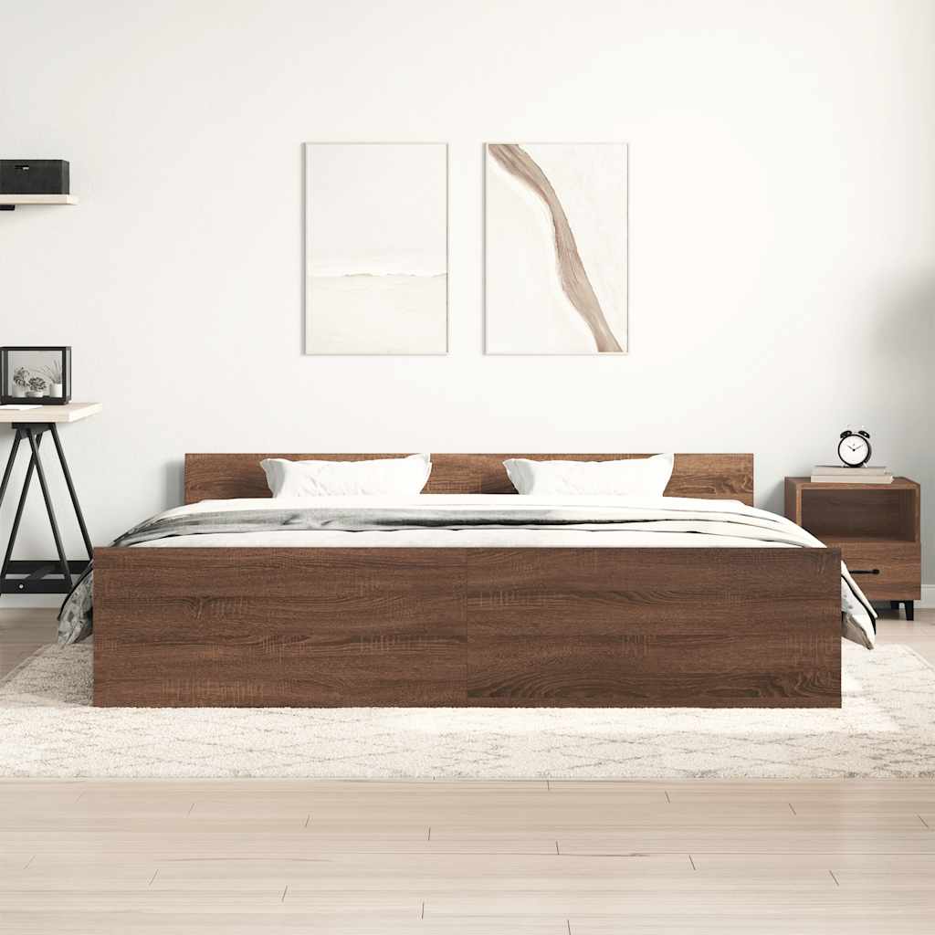 Bed Frame without Mattress Brown Oak 160x200 cm