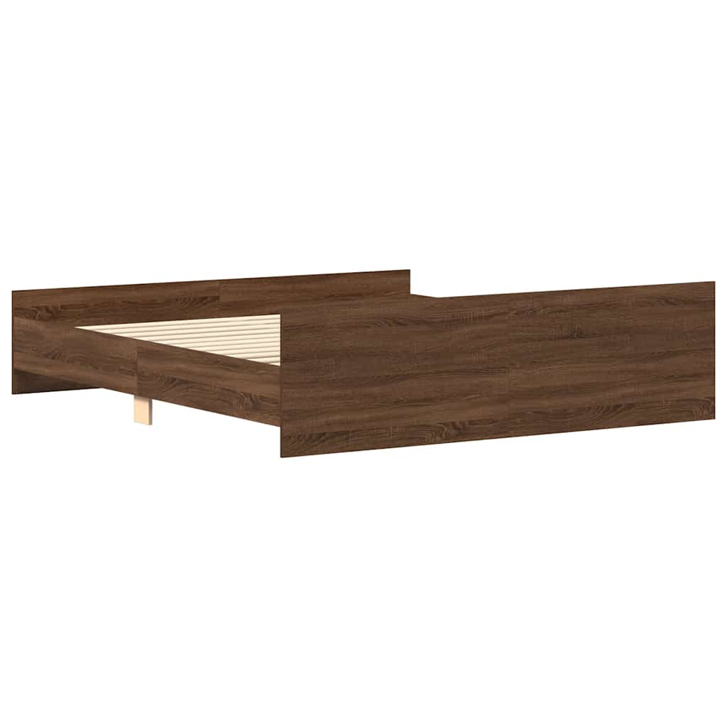 Bed Frame without Mattress Brown Oak 160x200 cm