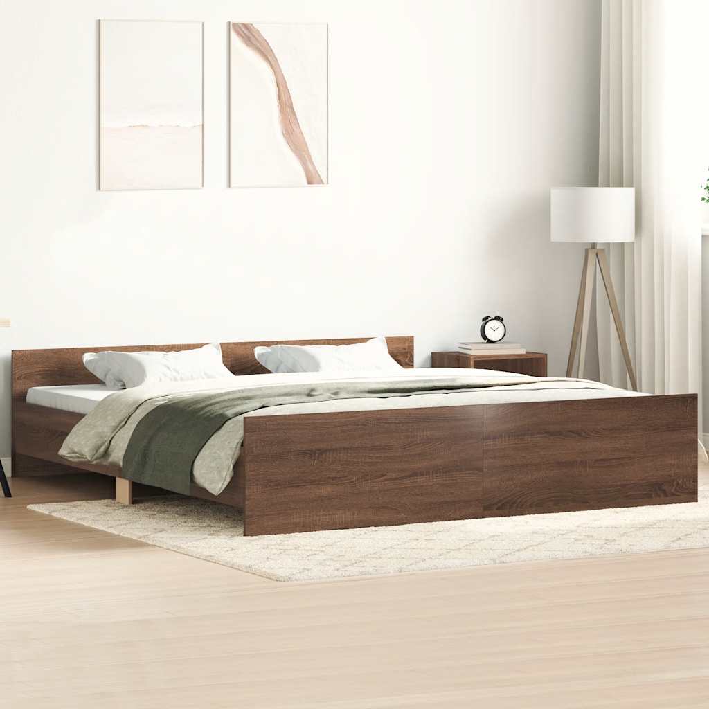 Bed Frame without Mattress Brown Oak 160x200 cm