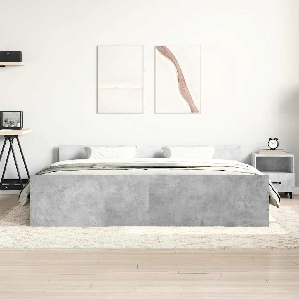 Bed Frame without Mattress Concrete Grey 180x200 cm Super King