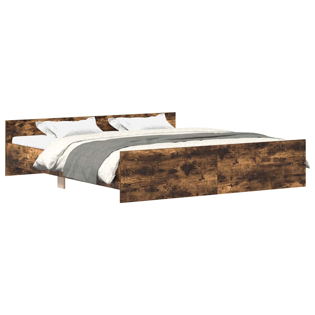 Bed Frame without Mattress Smoked Oak 180x200 cm Super King