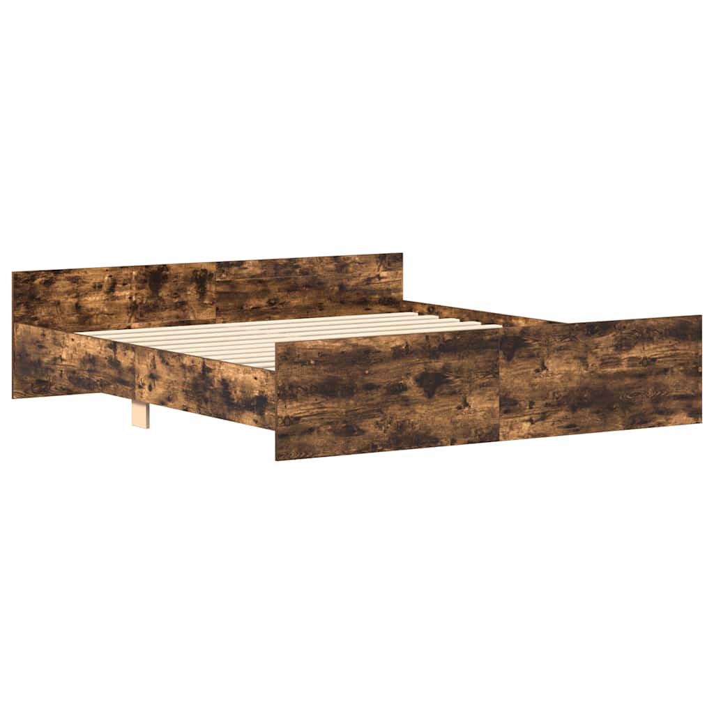 Bed Frame without Mattress Smoked Oak 180x200 cm Super King