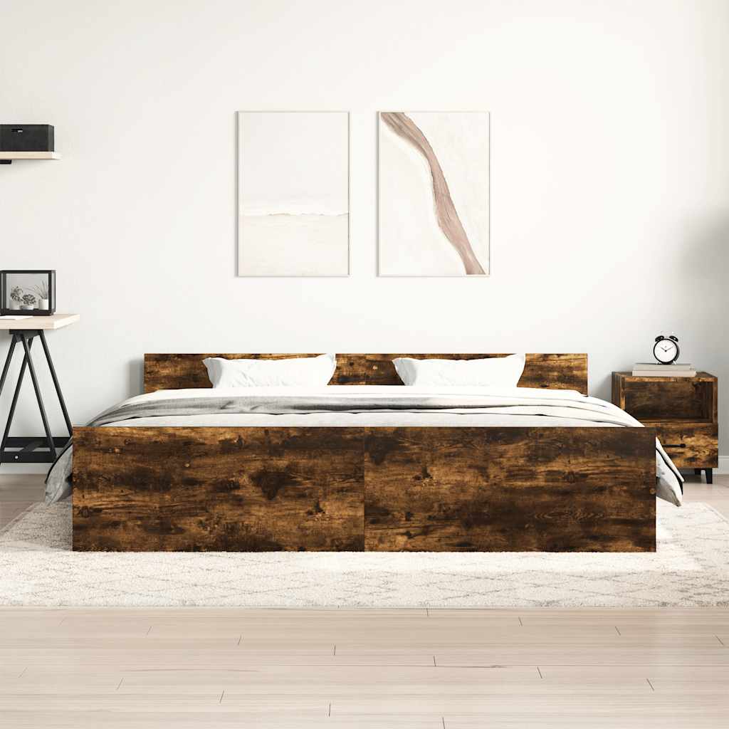 Bed Frame without Mattress Smoked Oak 180x200 cm Super King