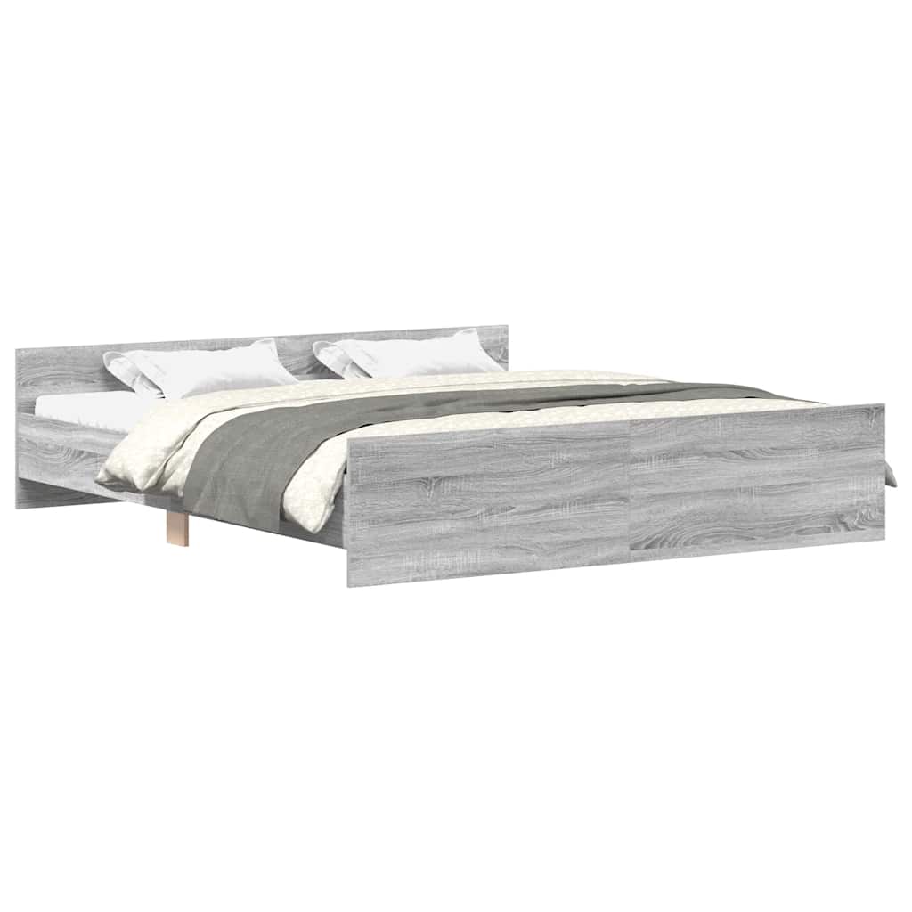 Bed Frame without Mattress Grey Sonoma 180x200 cm Super King
