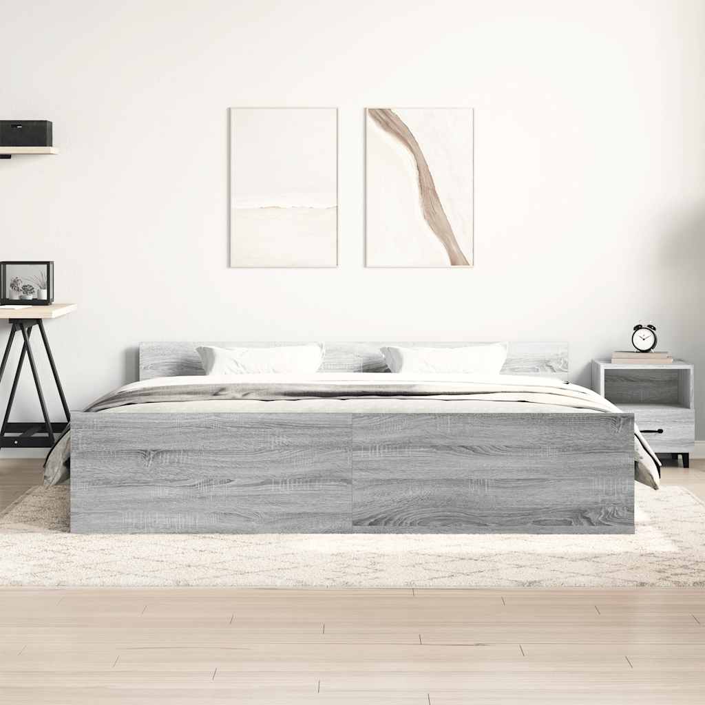Bed Frame without Mattress Grey Sonoma 180x200 cm Super King