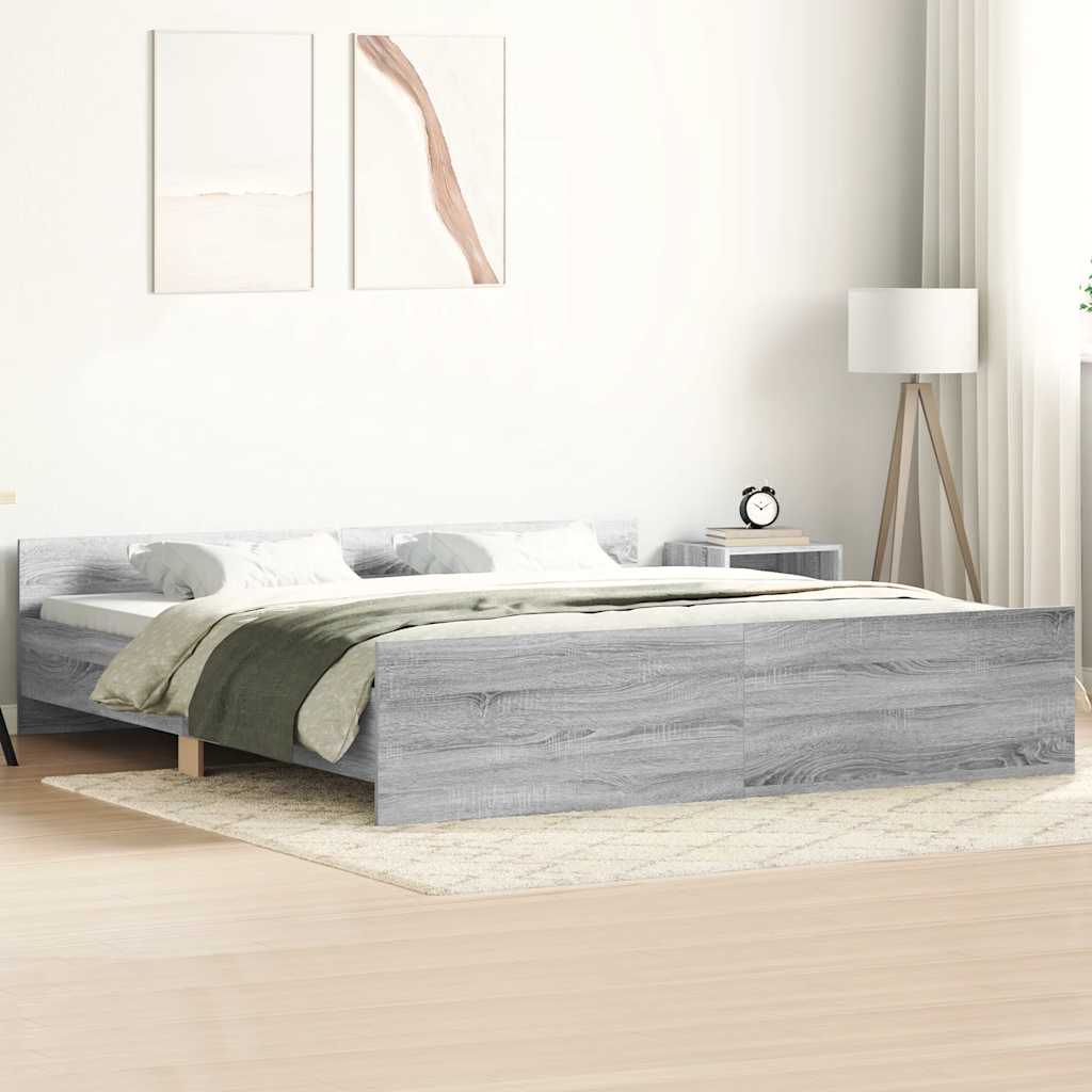 Bed Frame without Mattress Grey Sonoma 180x200 cm Super King