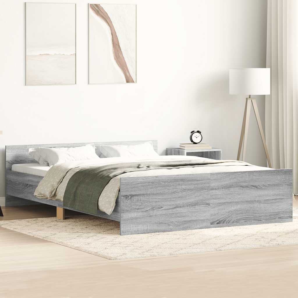 Bed Frame without Mattress Grey Sonoma 120x190 cm Small Double