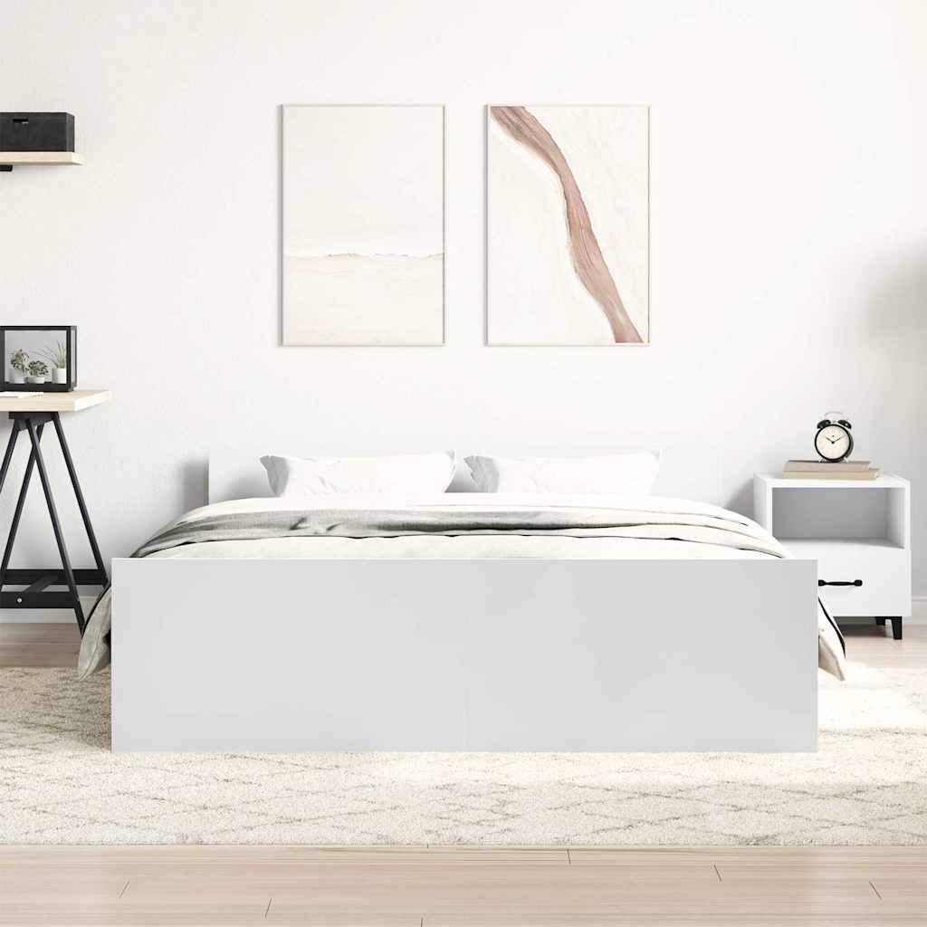 Bed Frame without Mattress White 140x190 cm