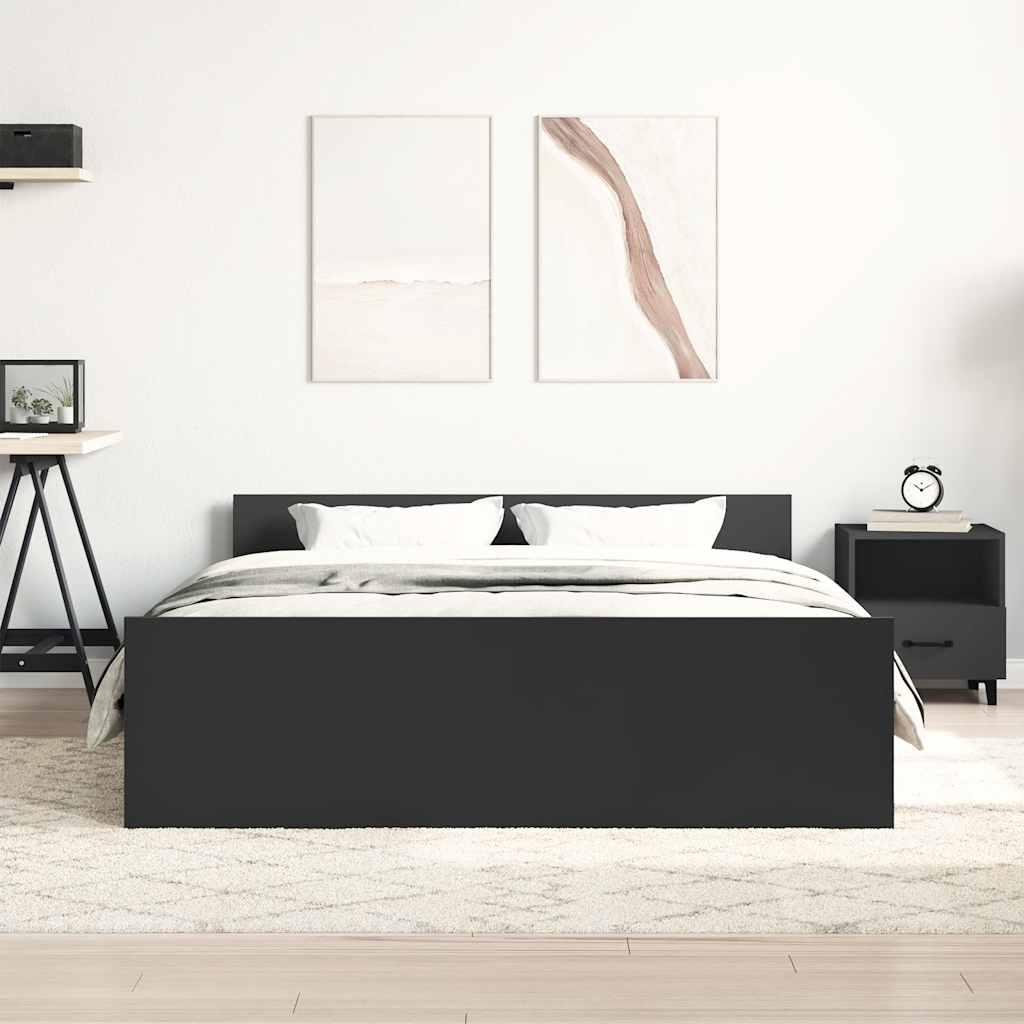 Bed Frame without Mattress Black 140x190 cm
