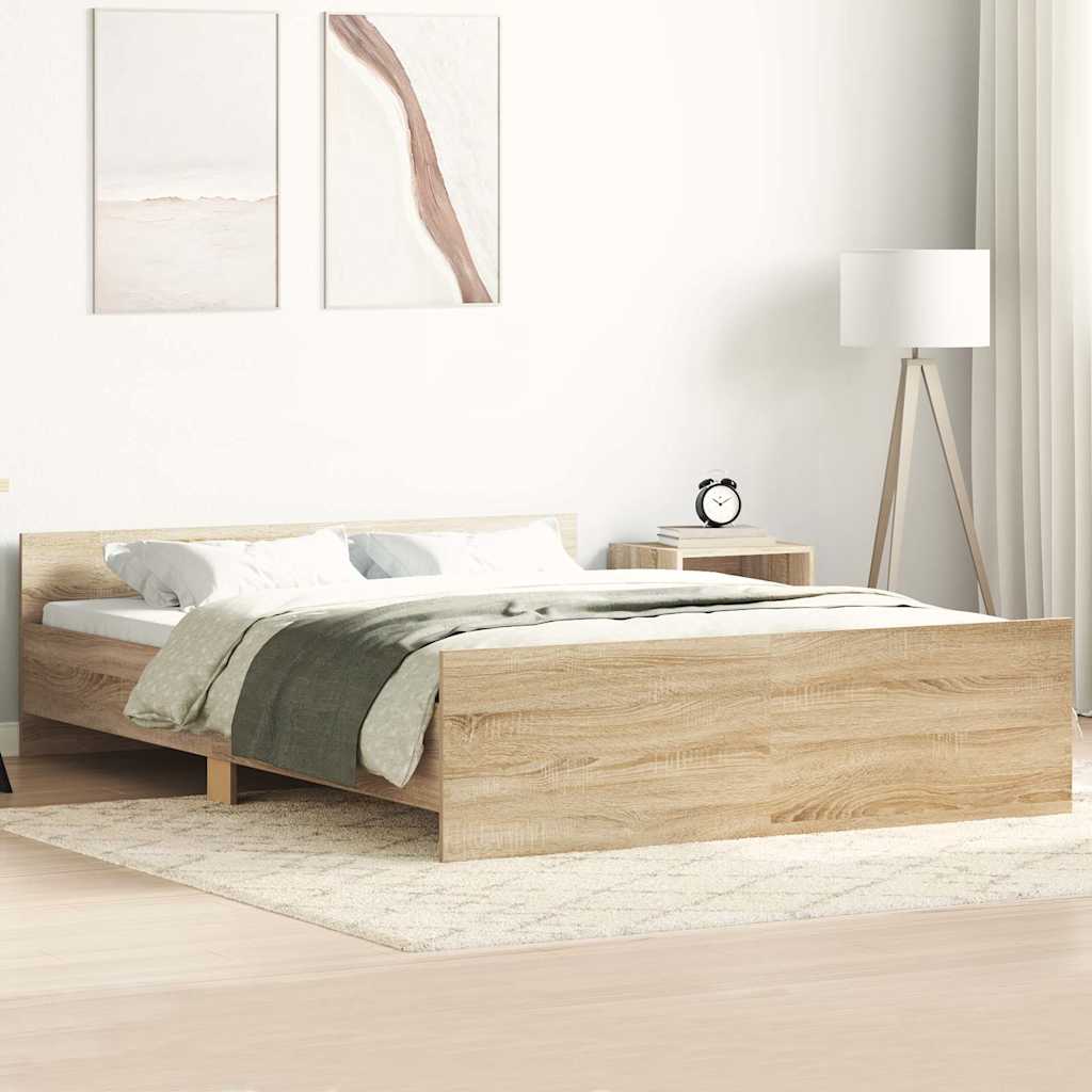 Bed Frame without Mattress Sonoma Oak 140x190 cm
