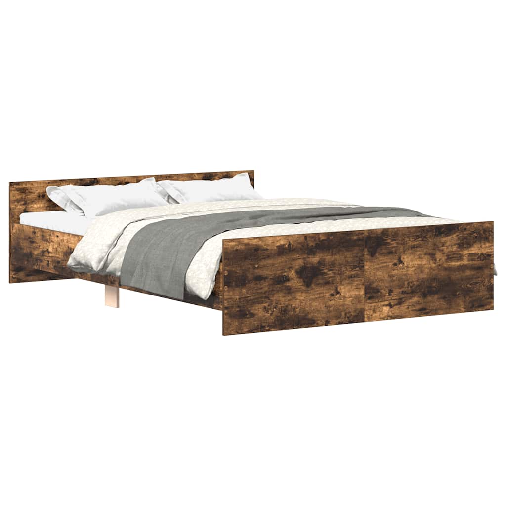 Bed Frame without Mattress Smoked Oak 140x190 cm