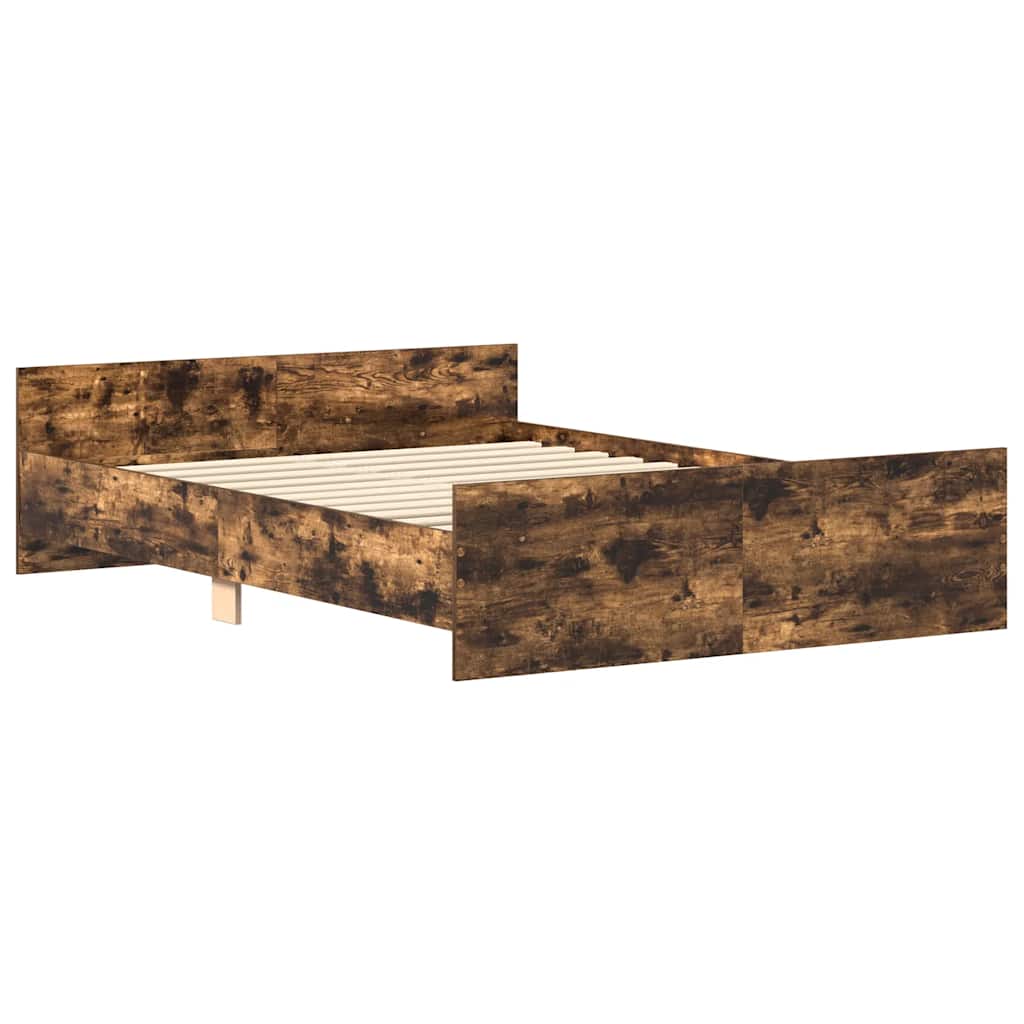 Bed Frame without Mattress Smoked Oak 140x190 cm
