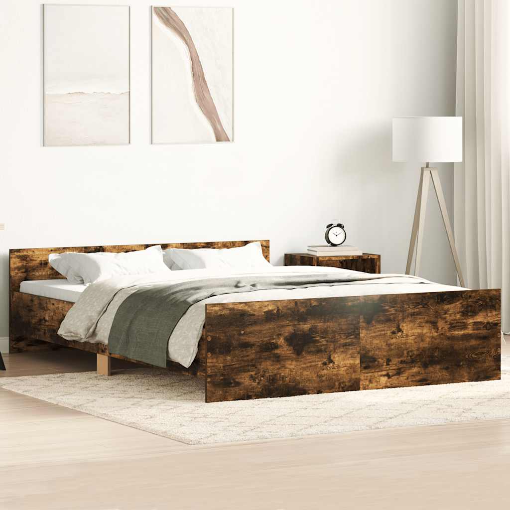 Bed Frame without Mattress Smoked Oak 140x190 cm