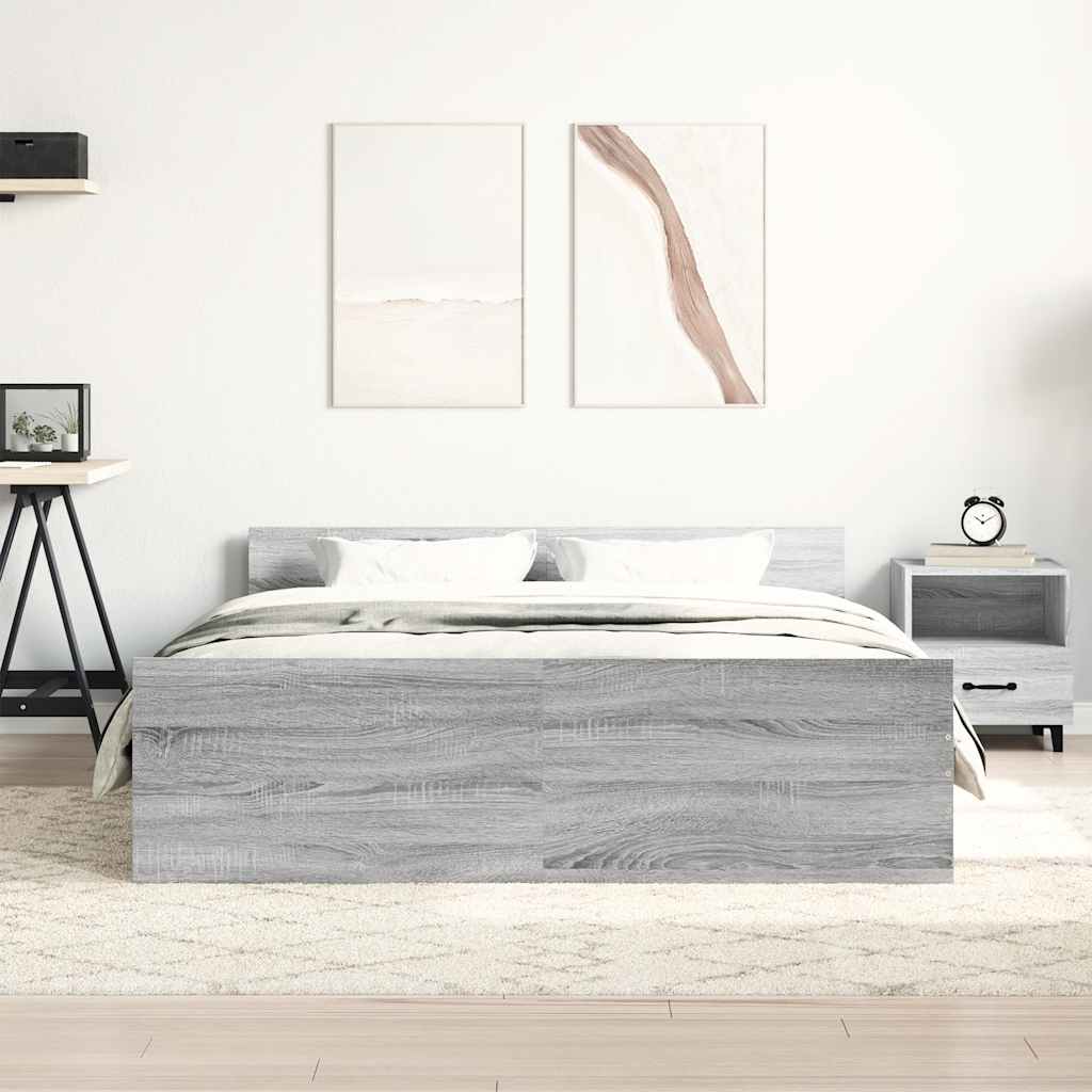 Bed Frame without Mattress Grey Sonoma 140x190 cm