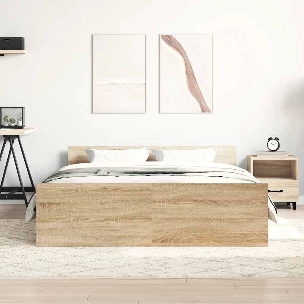 Bed Frame without Mattress Sonoma Oak 135x190 cm Double