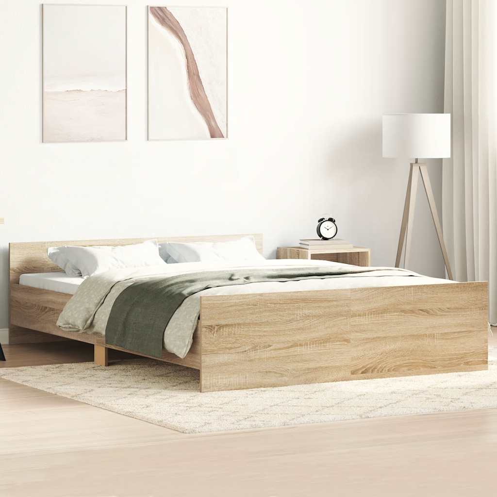 Bed Frame without Mattress Sonoma Oak 135x190 cm Double
